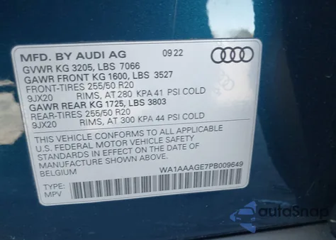 2023 Audi E-Tron Premium Quattro from USA, damaged, VIN WA1AAAGE7PB009649
